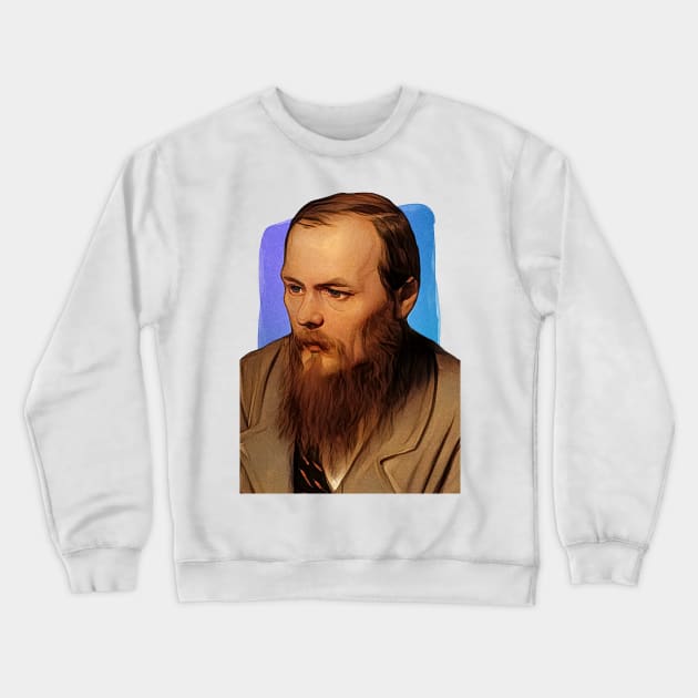 Russian Novelist Fyodor Dostoevsky illustration Crewneck Sweatshirt by Litstoy 